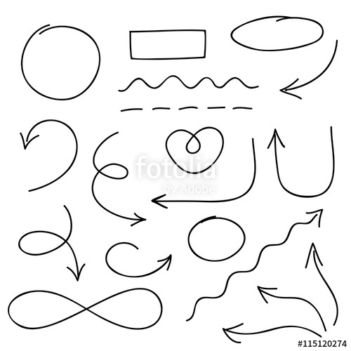 500x500 arrows, circles and doodle symbols vector set line arrow sign - Arrow Line Drawing