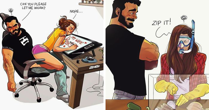 700x368 Artist Illustrates Everyday Life With His Wife - Art Cartoon Drawing