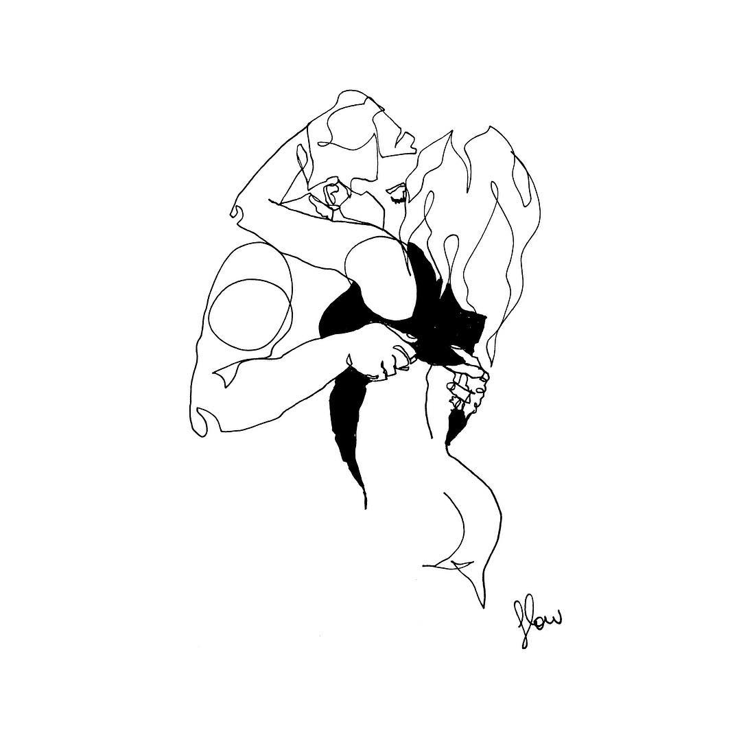 1080x1080 Artist Uses Simple Line Drawings To Capture A Couple's Intimate - Art Drawing Drawing