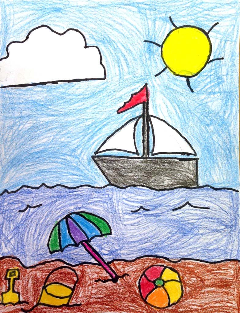 783x1024 beach drawing art education summer art projects, art, beach - Art Drawing For Kids
