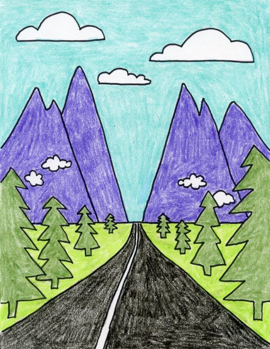 541x700 How To Draw Perspective Landscape Art Projects For Kids - Art Drawing For Kids