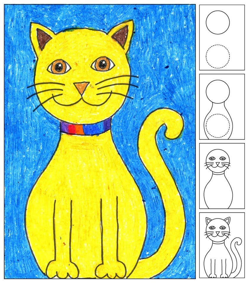 843x959 How To Draw A Cat School Art, Kindergarten Art, Drawings - Art Drawing For Kids