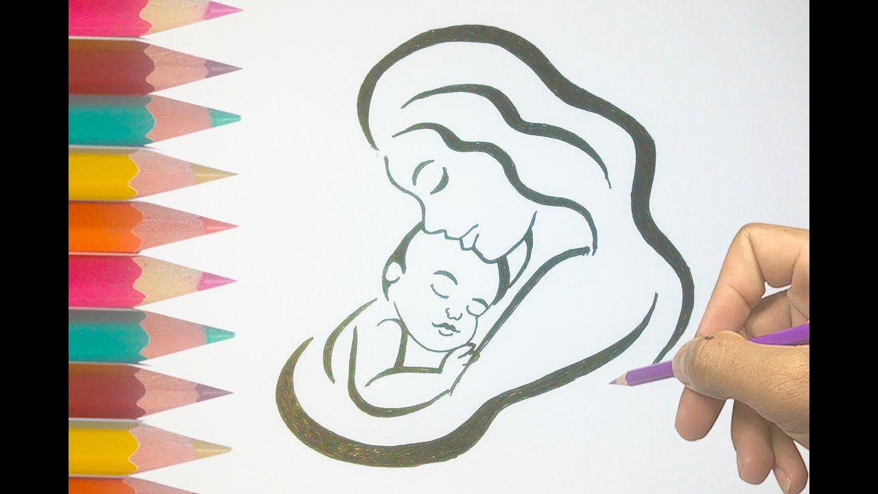 1280x720 How To Draw A Mother Hugging A Baby Art Drawing Videos Hd - Art Drawing Images
