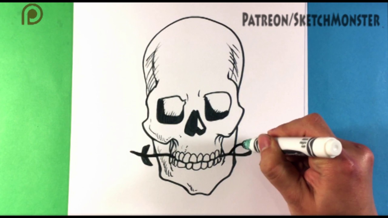 1280x720 How To Draw A Skull With A Rose - Art Drawings For Beginners