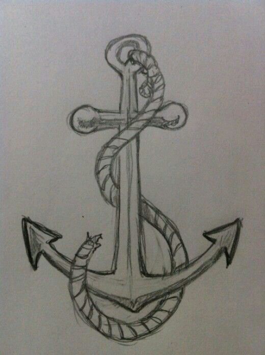 520x696 Anchor Drawing Perfect For Homecoming Drawings - Art Drawings For Beginners