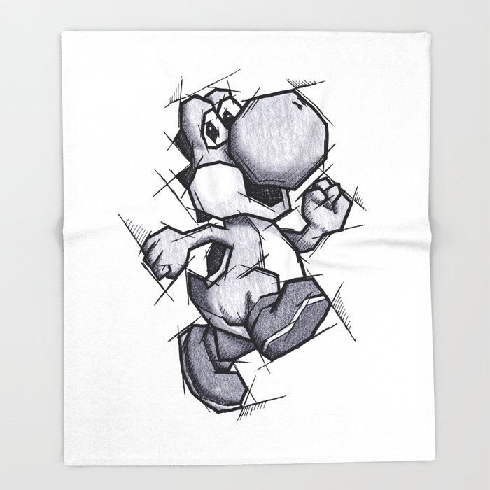 700x700 Yoshi Handmade Drawing, Games Art, Super Mario, Nintendo Art Throw - Art Games Drawing