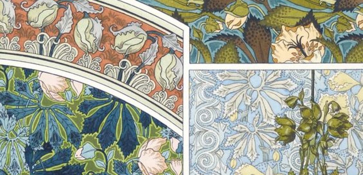 1240x600 art nouveau drawings of plants and ornaments europeana pro - Art Nouveau Drawings