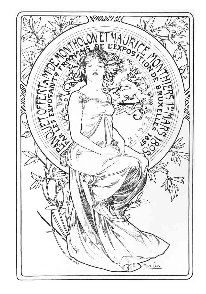 843x1200 Invitation To A Banquet From The Art Nouveau Drawing - Art Nouveau Drawings