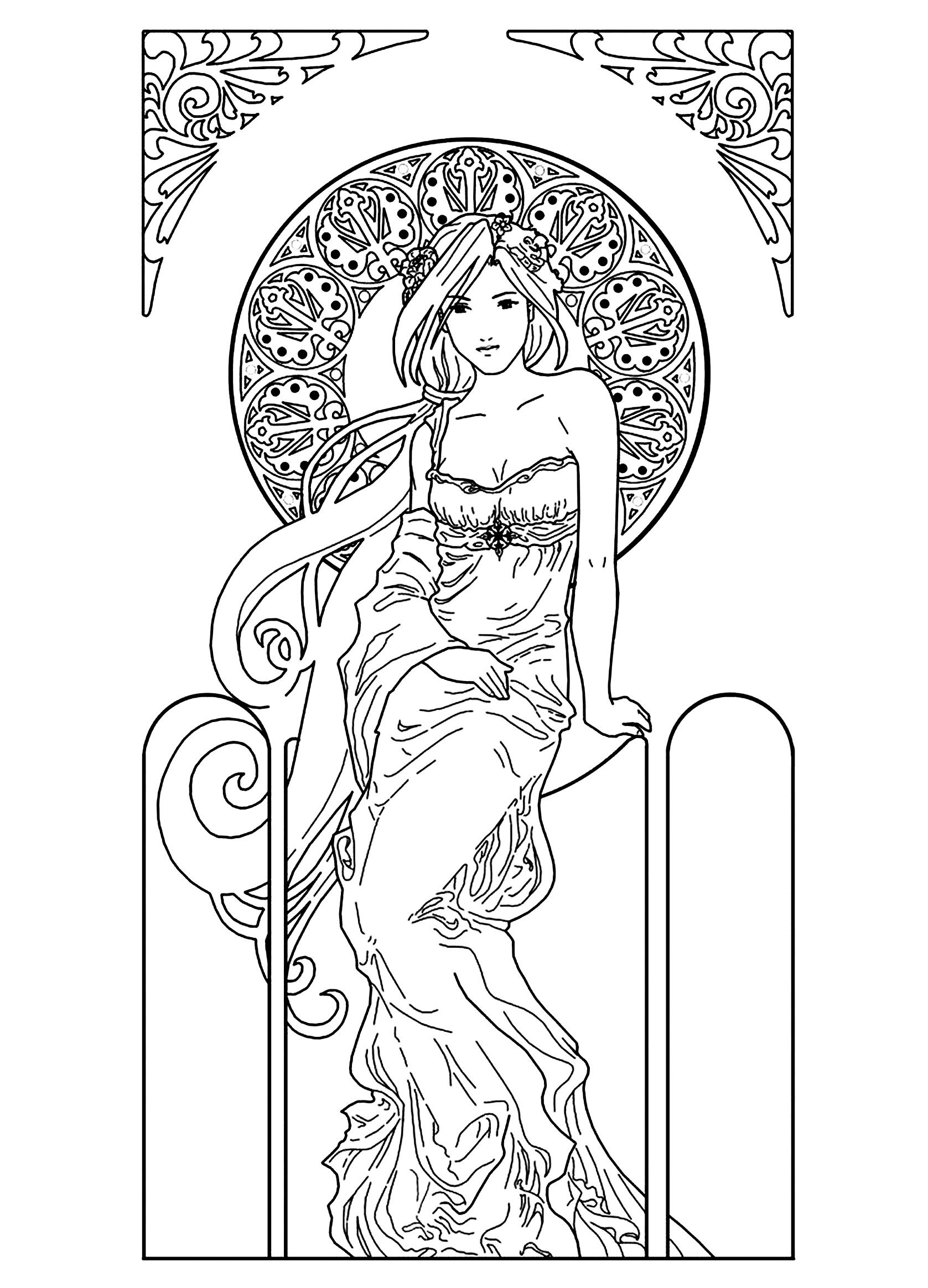 1677x2328 To Print This Free Coloring - Art Nouveau Drawings