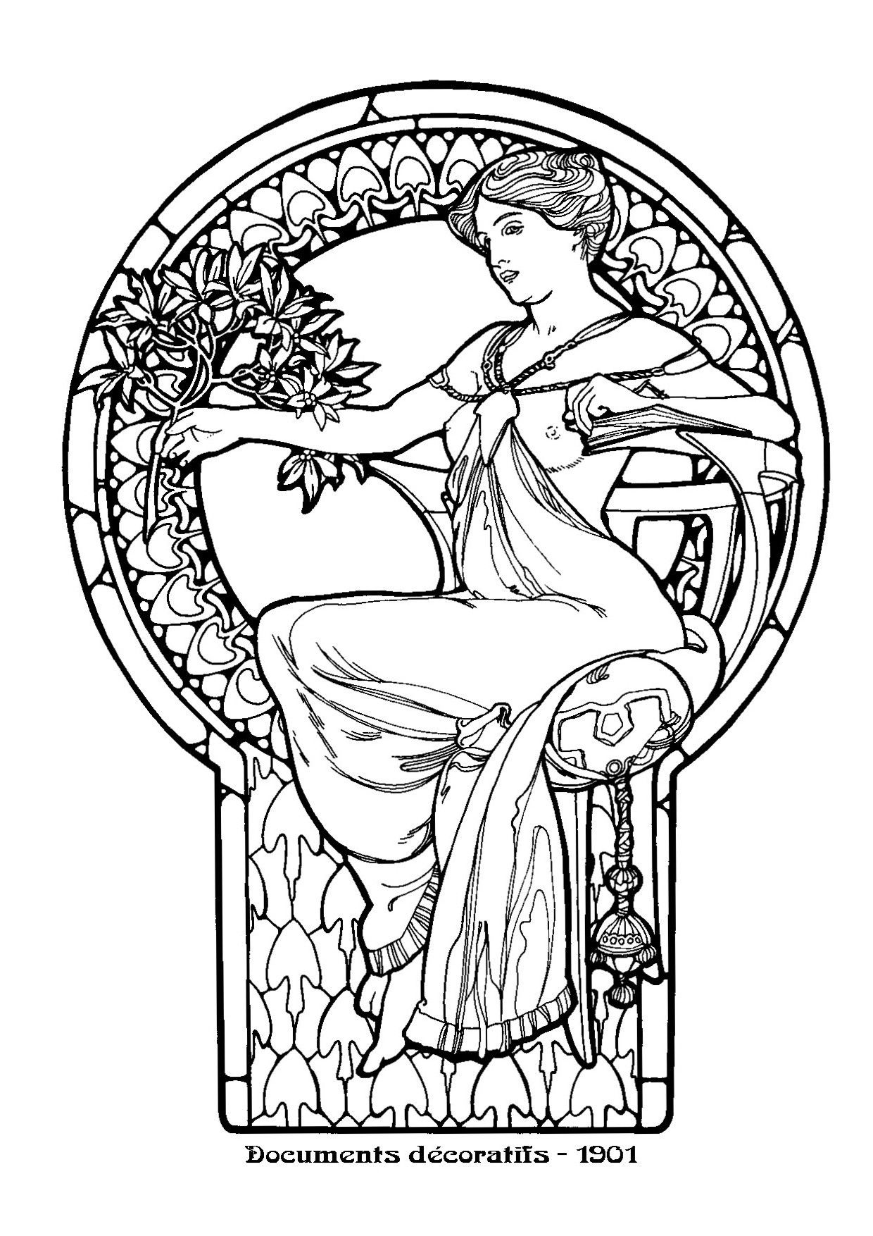 1240x1754 Images Art Nouveau Line Drawings - Art Nouveau Drawings