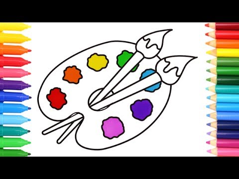 480x360 How To Draw An Art Palette And Paint Brushes Art Colours - Art Palette Drawing