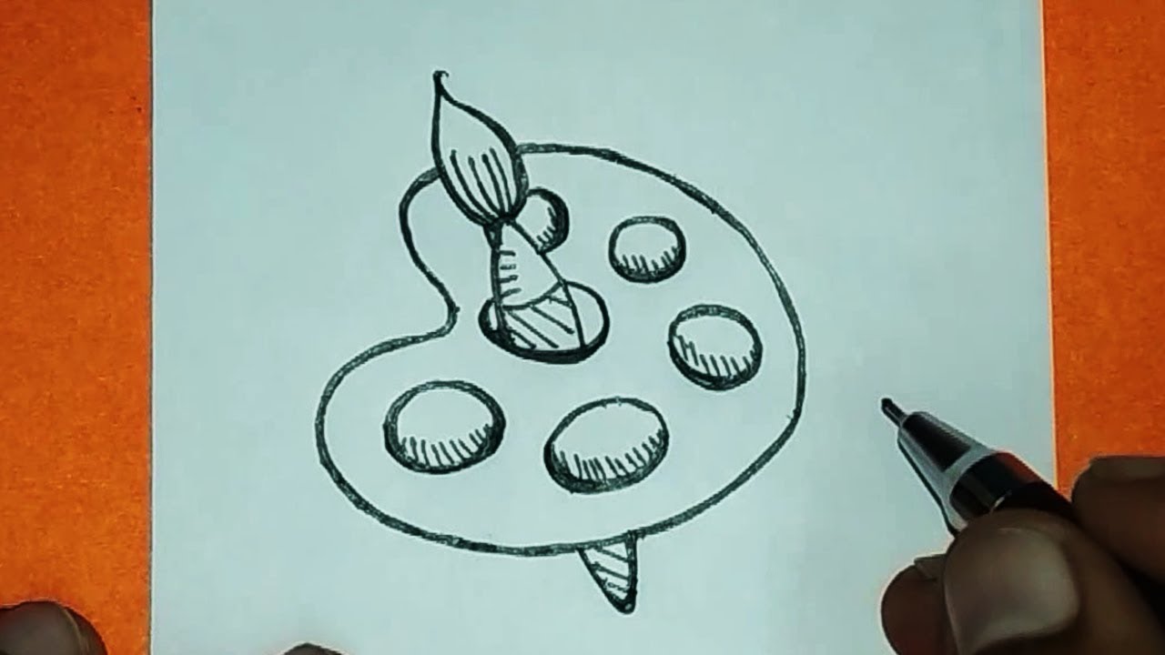 1280x720 How To Draw An Art Palette And Paint Brushes Easy Art Palette - Art Palette Drawing