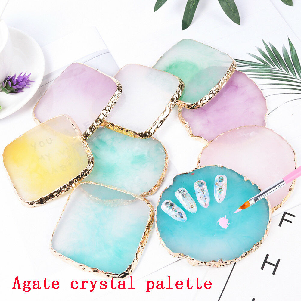 1000x1000 Resin Nail Art Colorful Palette Dish Gold Edge Gel Polish Pigment - Art Palette Drawing