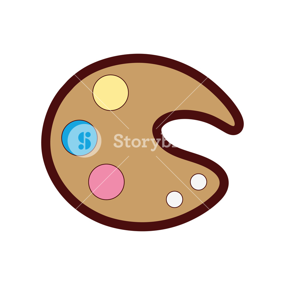 1000x1000 Line Color Art Palette Tool To Paint And Drawing Vector - Art Palette Drawing