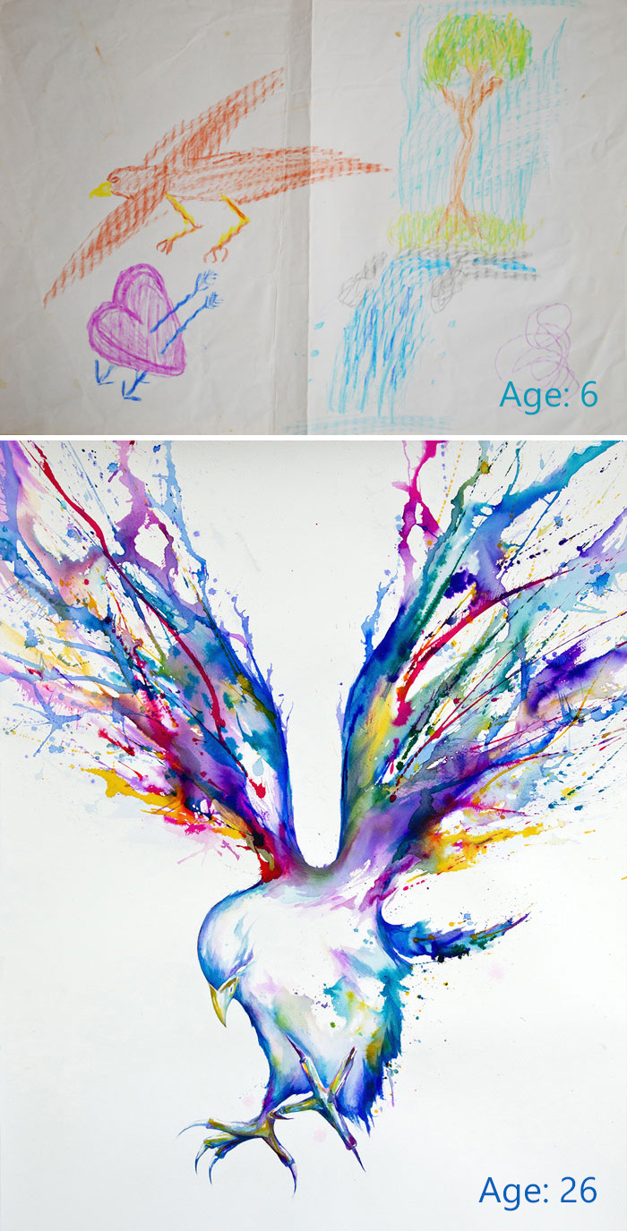 700x1375 Before After Drawings Show Artist's Progress - Art Pictures Drawing