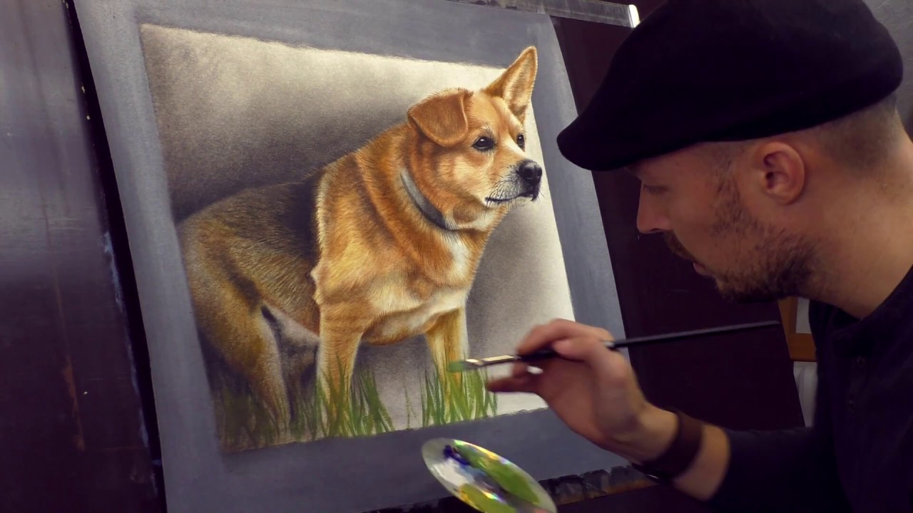 1280x720 Trick Art Painting Of A Dog From Photo Speed Drawing - Artists That Drawing Dogs