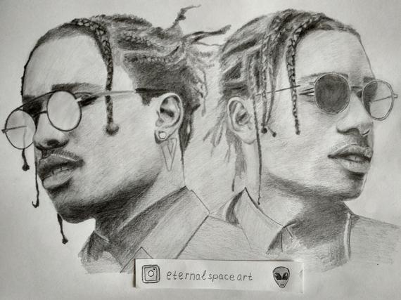 570x427 items similar to asap rocky portrait - Asap Rocky Drawing