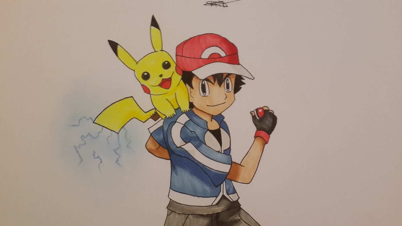1280x720 drawing pikachu and ash - Ash And Pikachu Drawing
