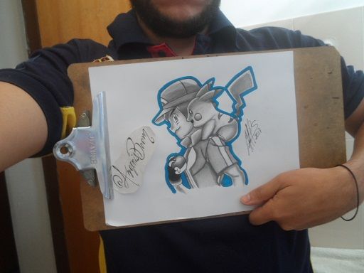 512x384 drawing the character of ash ketchum with his pokemon pikachu - Ash And Pikachu Drawing