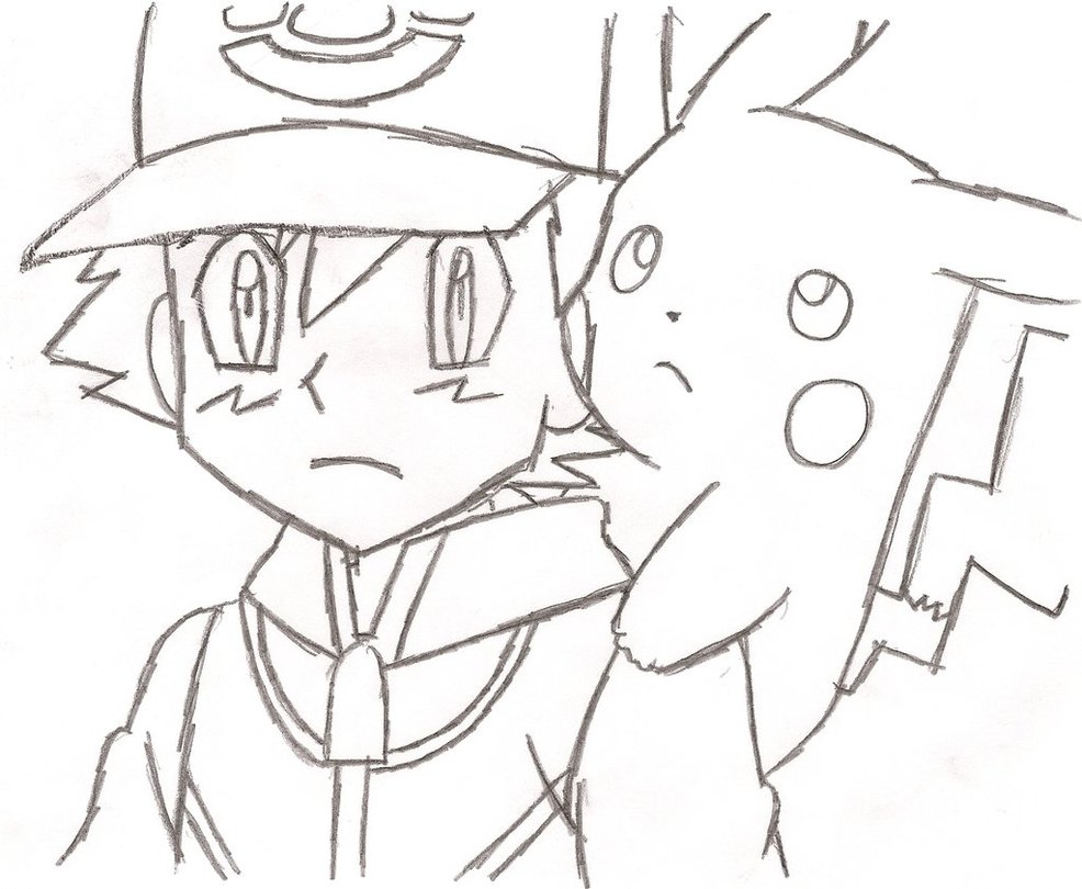986x810 ash drawing pikachu ash ketchum for free download - Ash And Pikachu Drawing