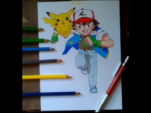 480x360 how to draw ash and pikachu step - Ash And Pikachu Drawing