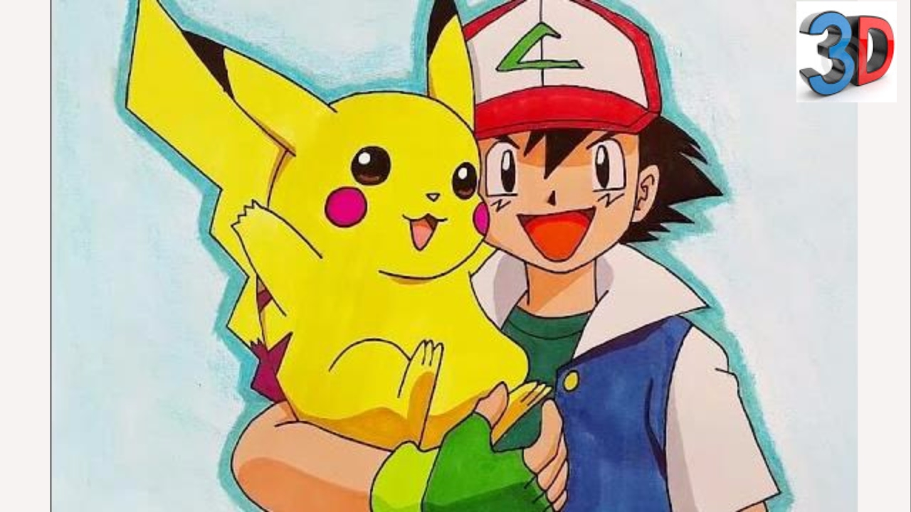 1280x720 How To Draw Ash Ketchum With Pikachu - Ash Ketchum Drawing