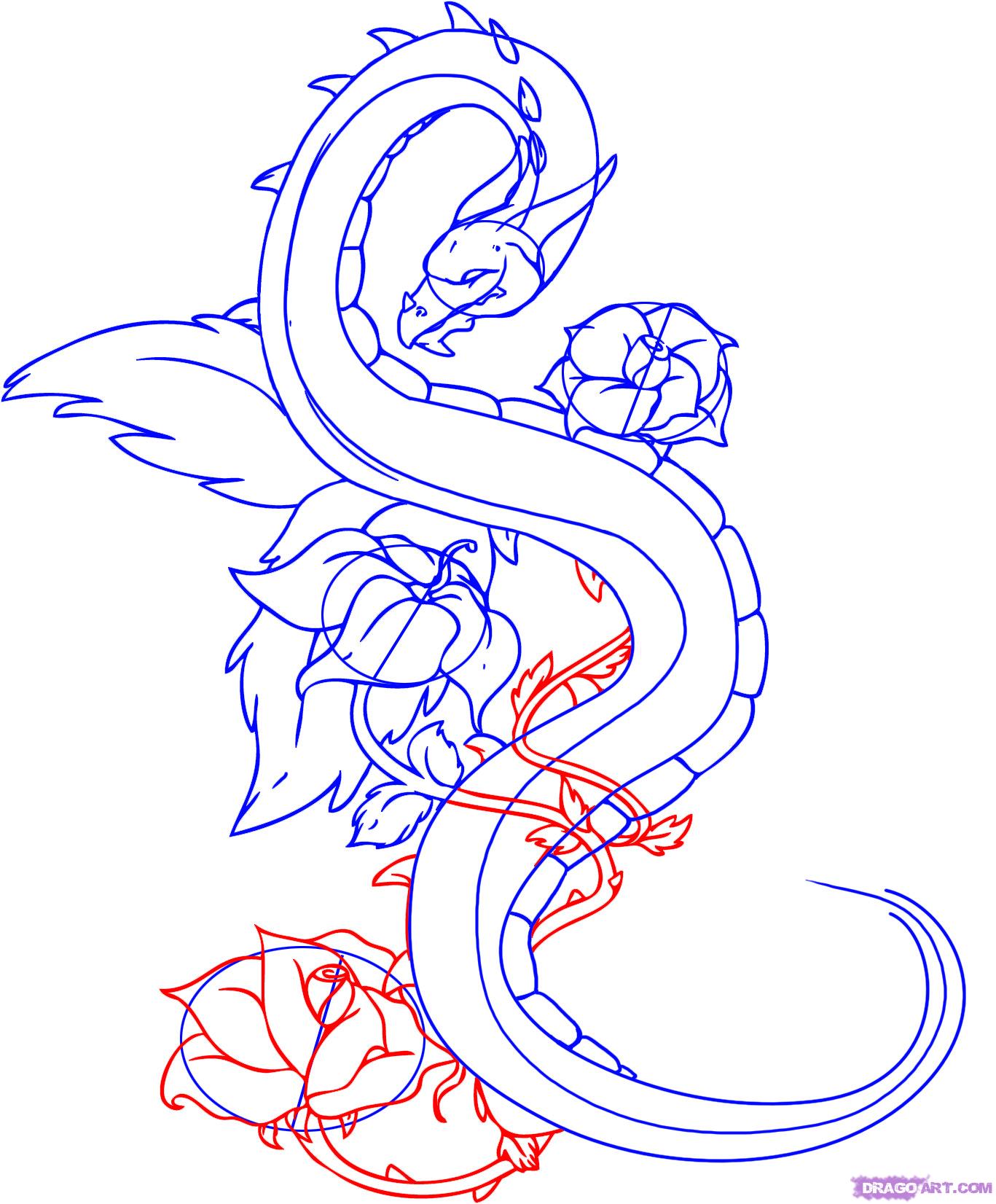 1367x1652 How To Draw A Asian Dragon, Step - Asian Dragon Drawing