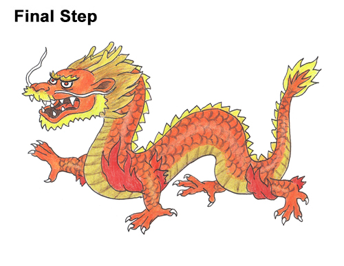500x386 How To Draw A Chinese Dragon - Asian Dragon Drawing