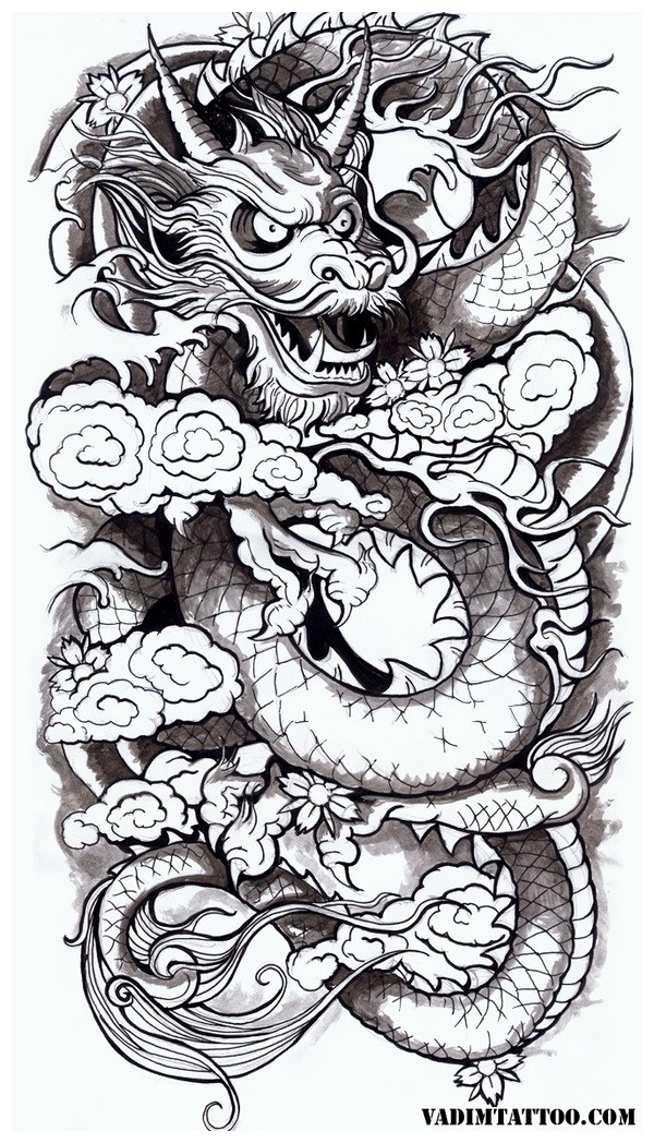 600x1048 Chinese Dragon Tattoo Designs And Meanings - Asian Dragon Drawing