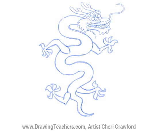 550x455 Chinese Dragon Drawing - Asian Dragon Drawing