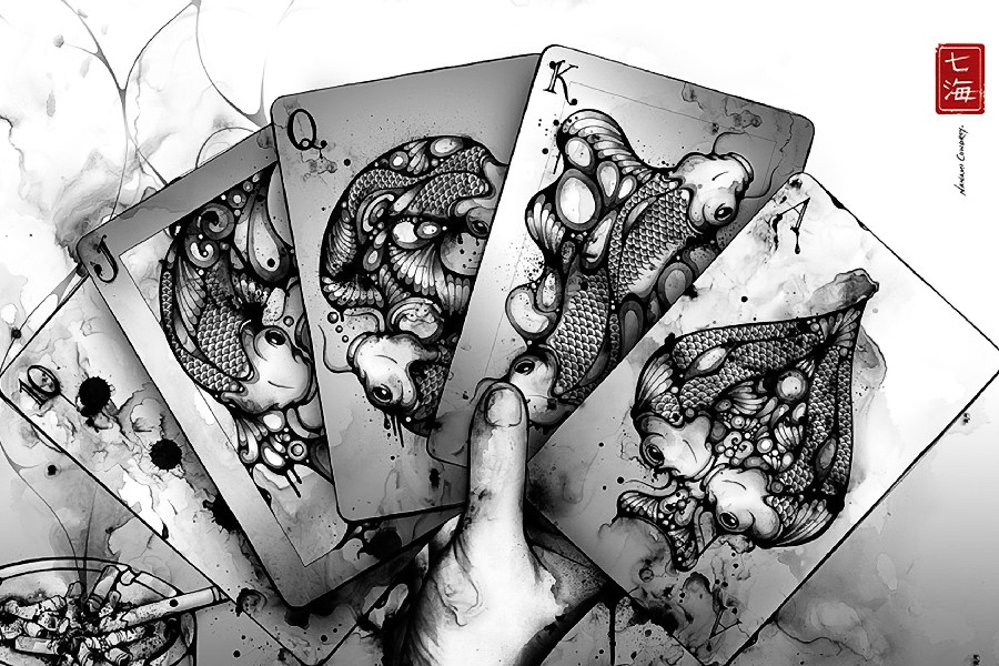 900x600 Diy Frame Asian Oriental Cards Fantasy Drawing Art Koi Creature - Asian Drawings