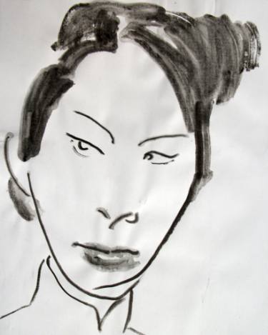 375x469 Abstract Drawing Portrait Of A Severe Asian People - Asian Drawings