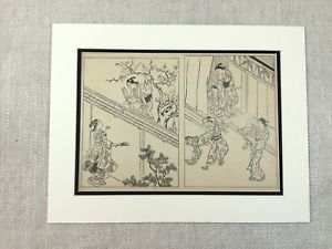 300x225 Antique Japanese Print Sukenobu Village Life Sketches Drawings - Asian Drawings