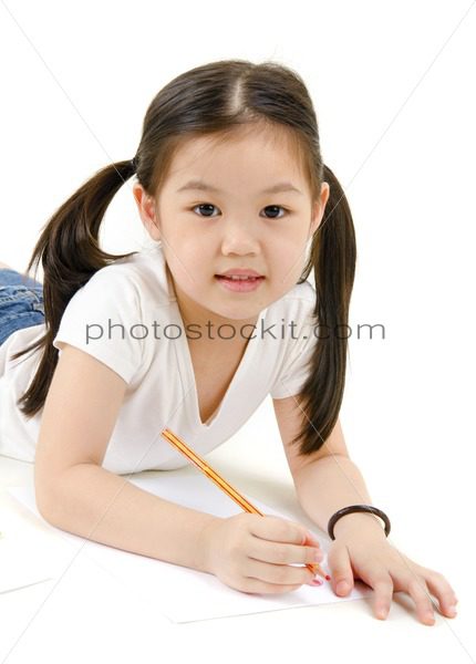 Asian Girl Drawing