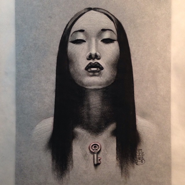640x640 Key Heart Asian Girl Tattoo Idea - Asian Girl Drawing