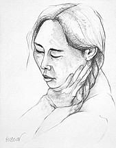 169x216 Contemporary Portraits Of Women Bold, Sensual, And Expressive - Asian Woman Drawing