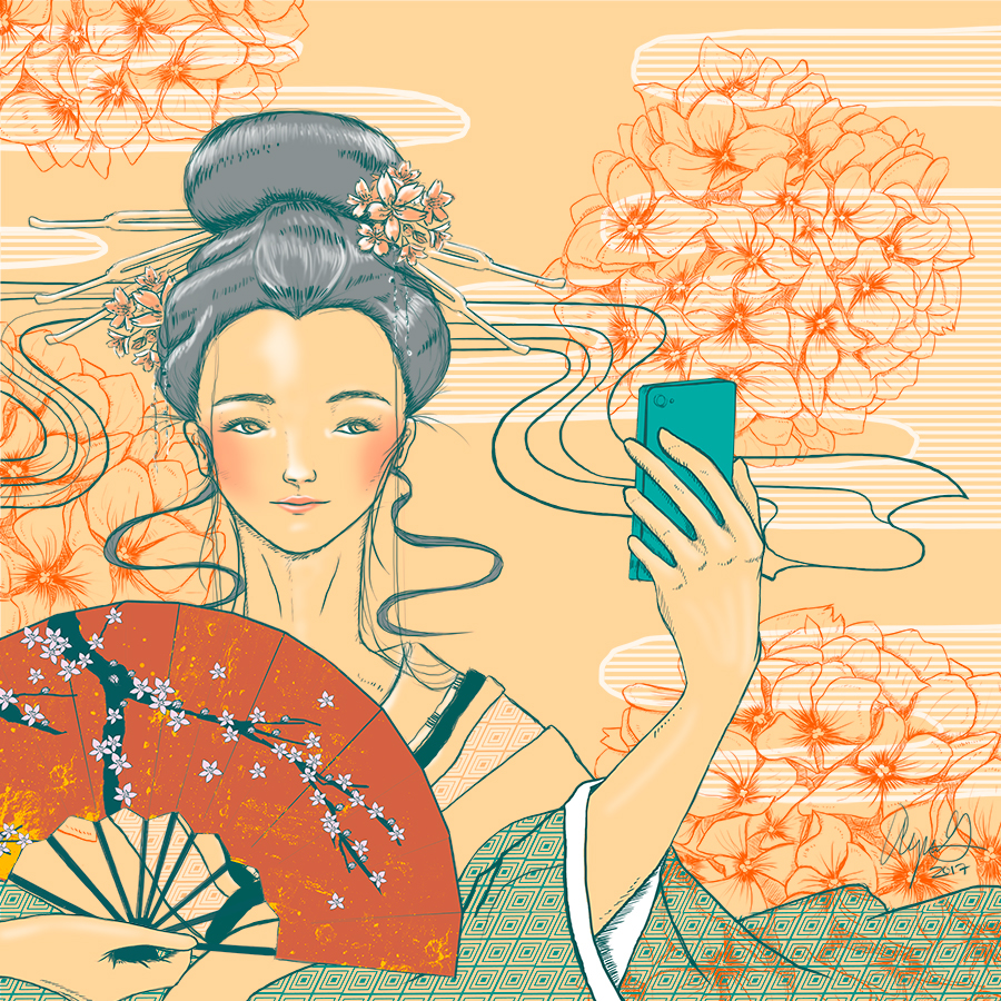 900x900 Digital Drawing - Asian Woman Drawing