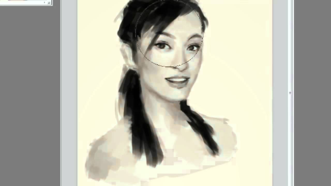 1280x720 Digital Painting Woman Portrait Fast Demo - Asian Woman Drawing
