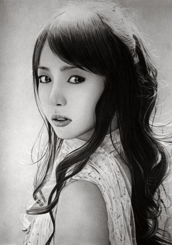 600x852 Pencil Drawings - Asian Woman Drawing