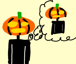 300x250 Pumpkin Man Thinking Of Pumpkin Man Aso Drawing - Aso Drawing