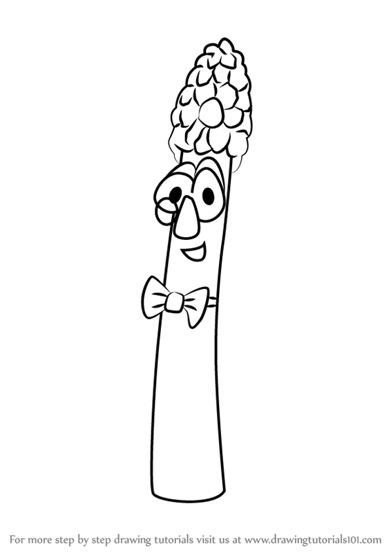 566x800 learn how to draw archibald asparagus from veggietales - Asparagus Drawing