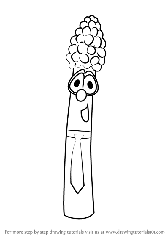 566x800 learn how to draw dad asparagus from veggietales - Asparagus Drawing