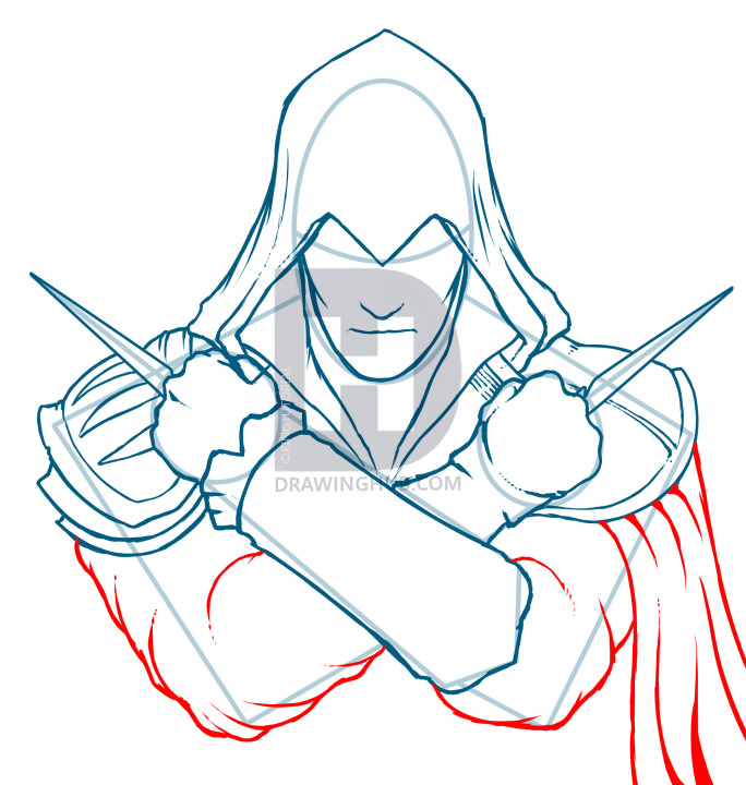 684x720 How To Draw Ezio, Assassins Creed, Ezio, Step - Assassins Creed Drawing