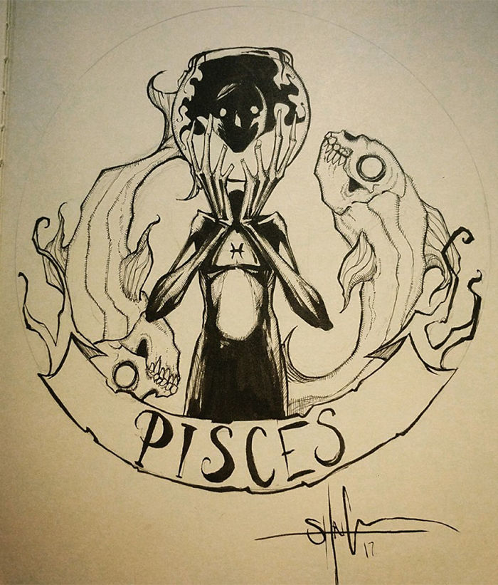 700x821 I Reimagined Zodiac Signs As Creepy Monsters Bored Panda - Astrology Drawings