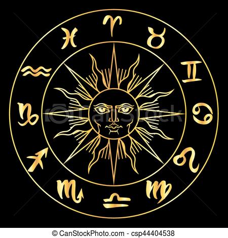 450x470 Zodiac Signs Circle Collection Of Hand Drawn Zodiac Signs - Astrology Drawings