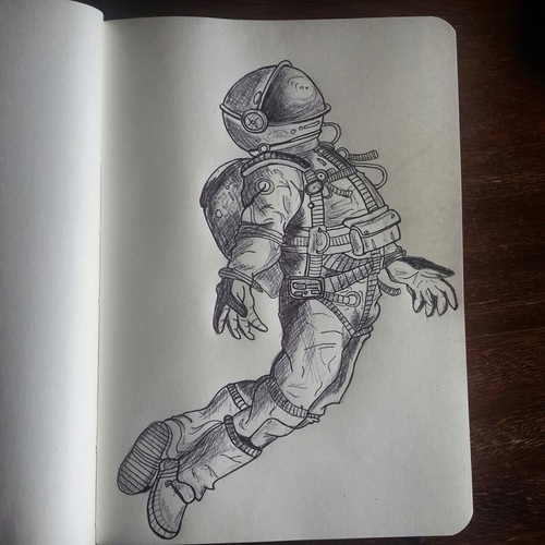 500x500 Astronaut Drawing Discovered - Astronaut Drawing