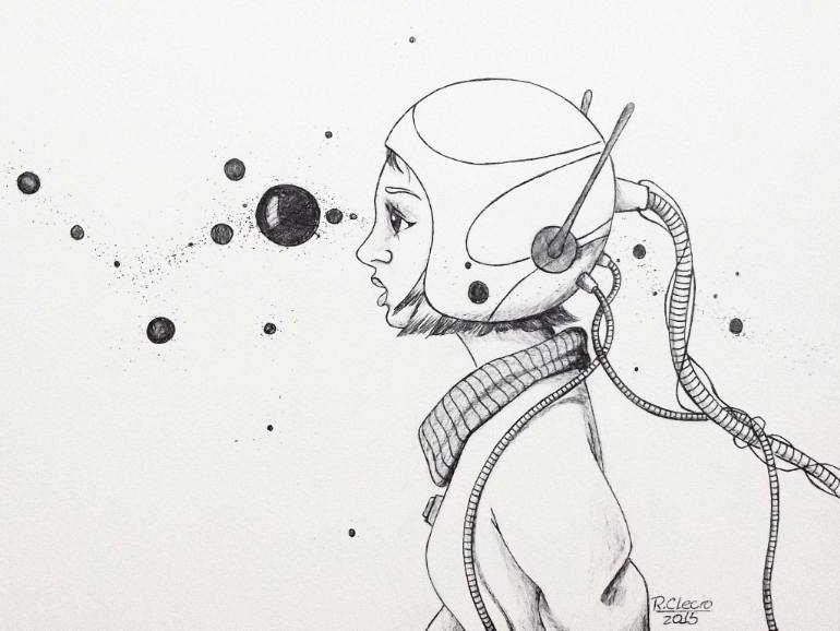 770x578 Astronaut Girl Drawing - Astronaut Drawing