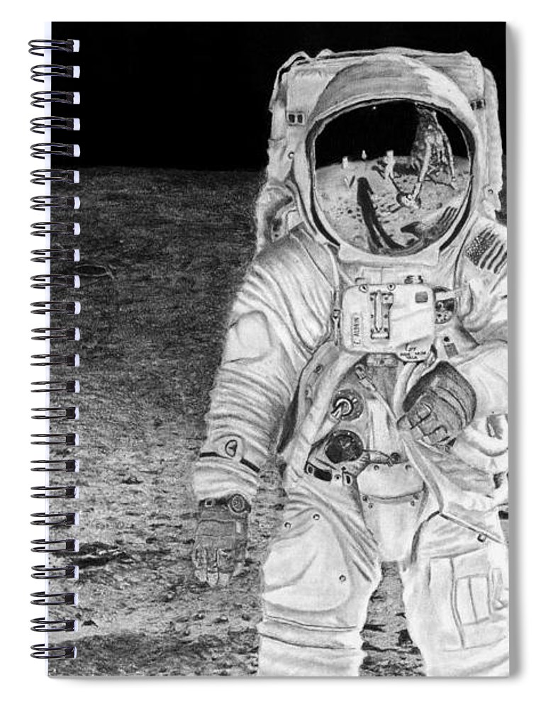 770x1000 Astronaut Buzz Aldrin Moonwalk Drawing Spiral Notebook For Sale - Astronaut Drawing