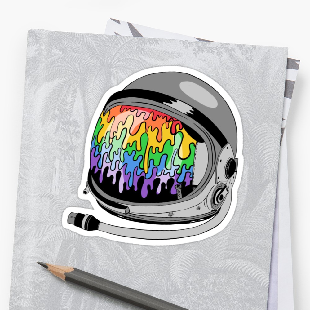 1000x1000 rainbow drip astronaut helmet sticker - Astronaut Helmet Drawing