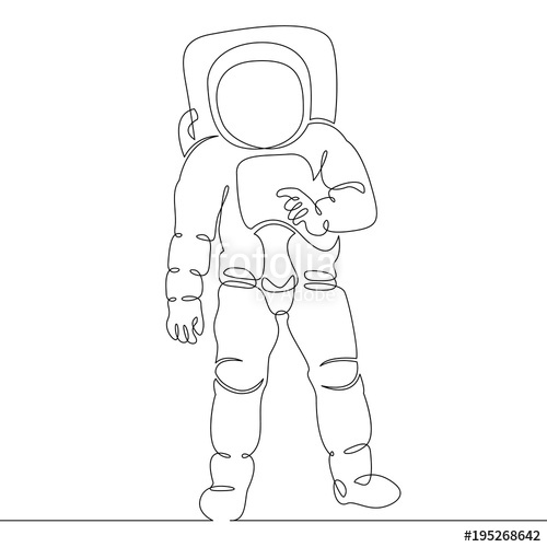 500x500 continuous single drawn one line astronaut, astronaut in space - Astronaut Line Drawing